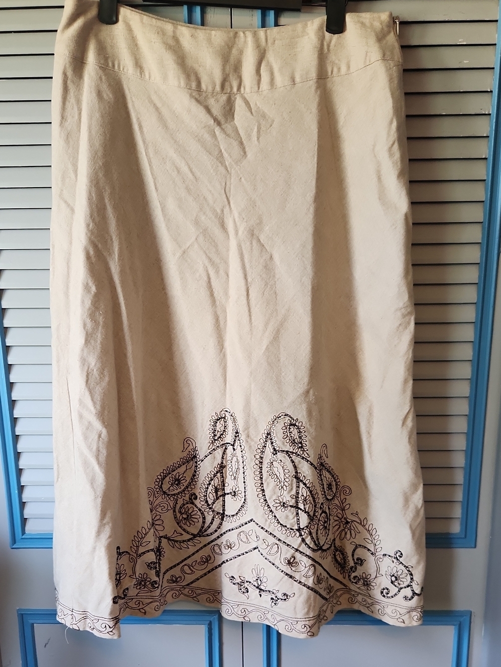 Richard Malcolm Vintage Cream Linen A-Line Skirt